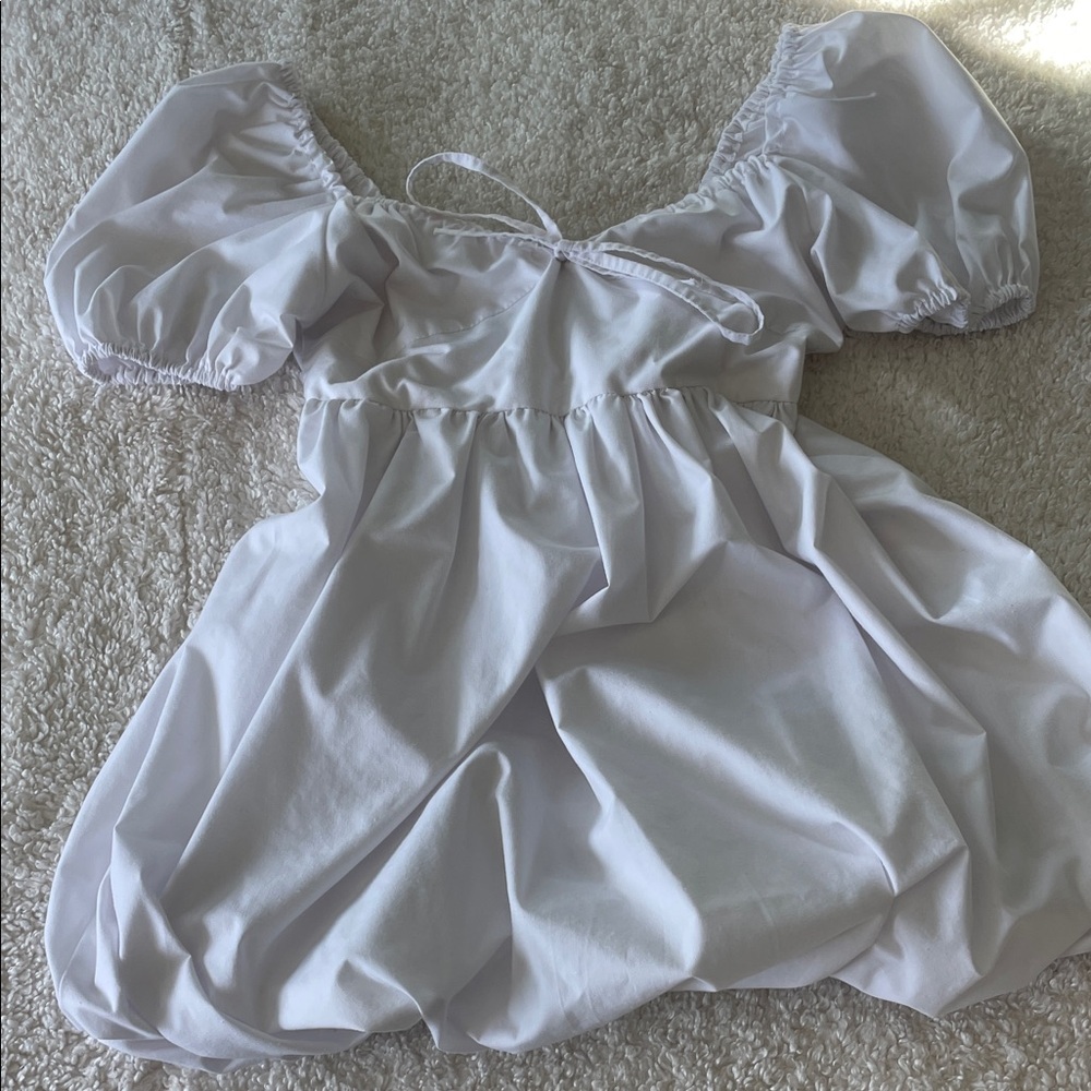 White Puff Sleeve bubble  Dress